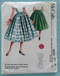 3553 1955 EASY MCCALLS FULL FLARE CIRCLE SKIRT PATTERN 28'' plus 24" WAIST